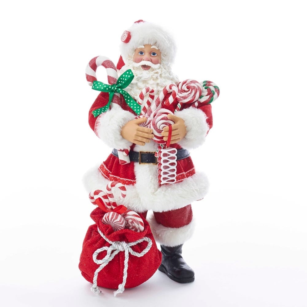 Kurt Adler 10.5 Inch Fabrich Santa With Christmas Candy And Bag 10.5