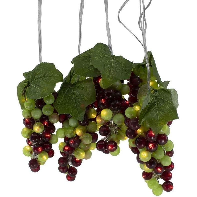 Kurt Adler 100 Light Green And Burgundy Led Grape Light Set With 5 Grape Bunches