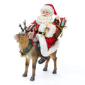 Kurt Adler 11.5 Inch Fabrich Santa On Reindeer