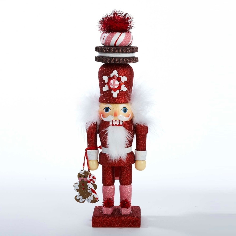 Kurt Adler 12 Inch Hollywood Red Gingerbread Nutcracker With Cookie Hat