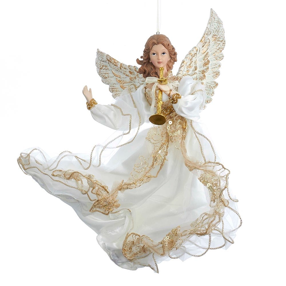 Kurt Adler 12 Inch Ivory And Gold Angel Ornament 12
