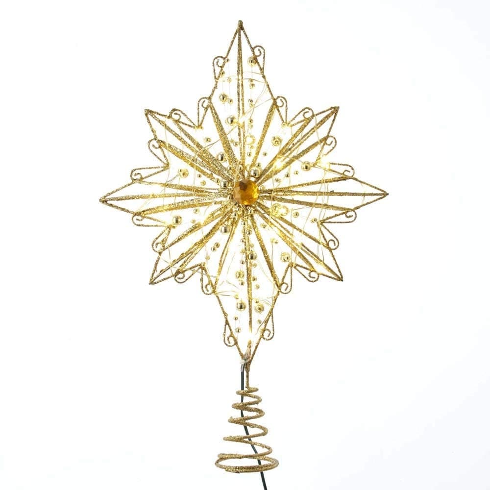 Kurt Adler 15.5 Inch 30 Light Fairy Light Gold Star Treetop 15.5