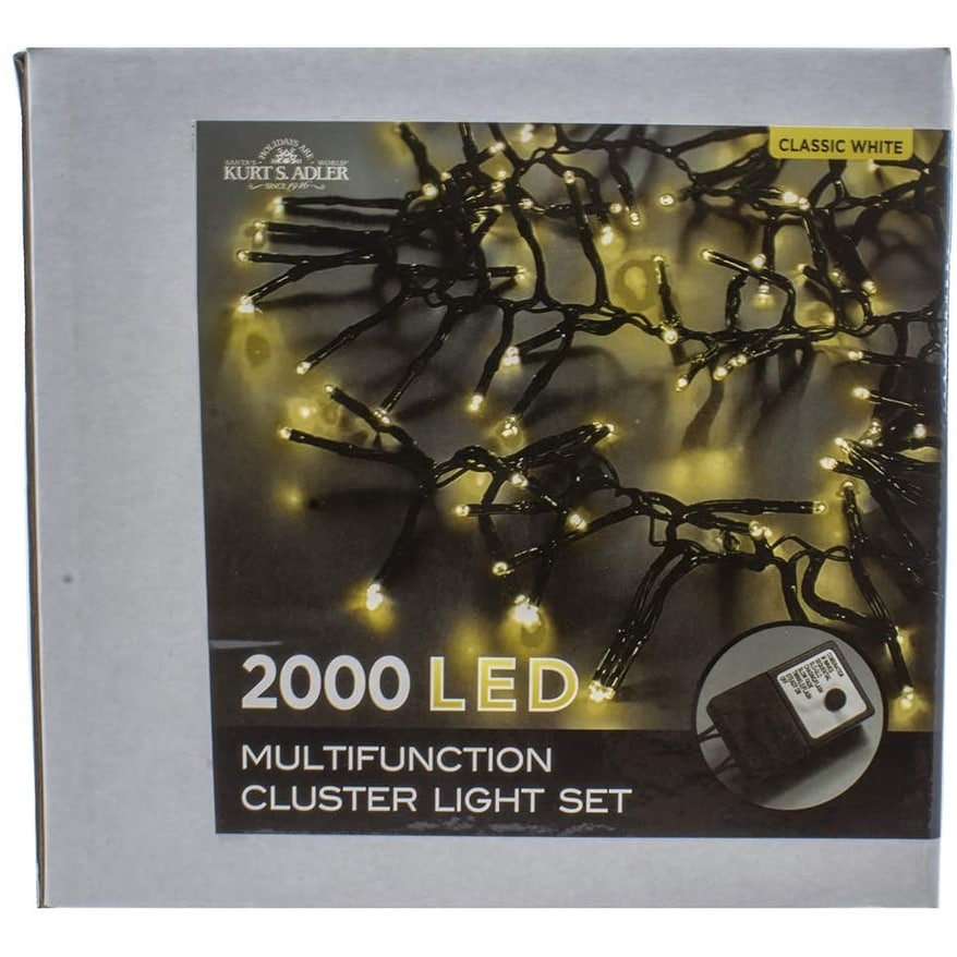 Kurt Adler 2000 Light 65 Foot Cluster Garland With Classic White Led Lights