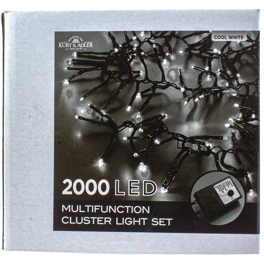 Kurt Adler 2000 Light 65 Foot Cluster Garland With Cool White Led Lights