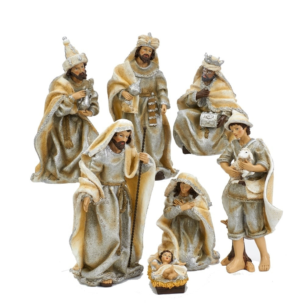 Kurt Adler 3 11.25 Inch Resin Nativity Table Piece Set 7 Pieces