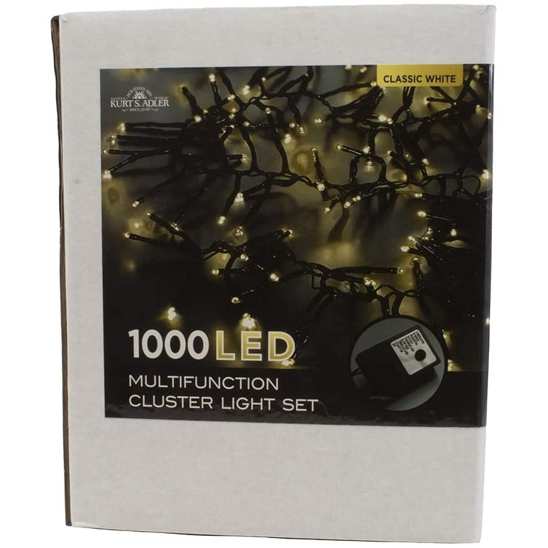 Kurt Adler 3000 Light 98 Foot Cluster Garland With Classic White Led Lights