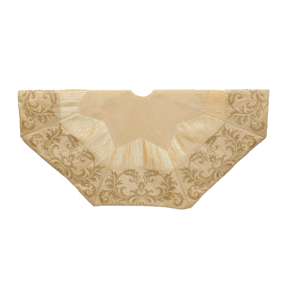 Kurt Adler 50 Inch Gold And Ivory Sequin Tree Skirt 50