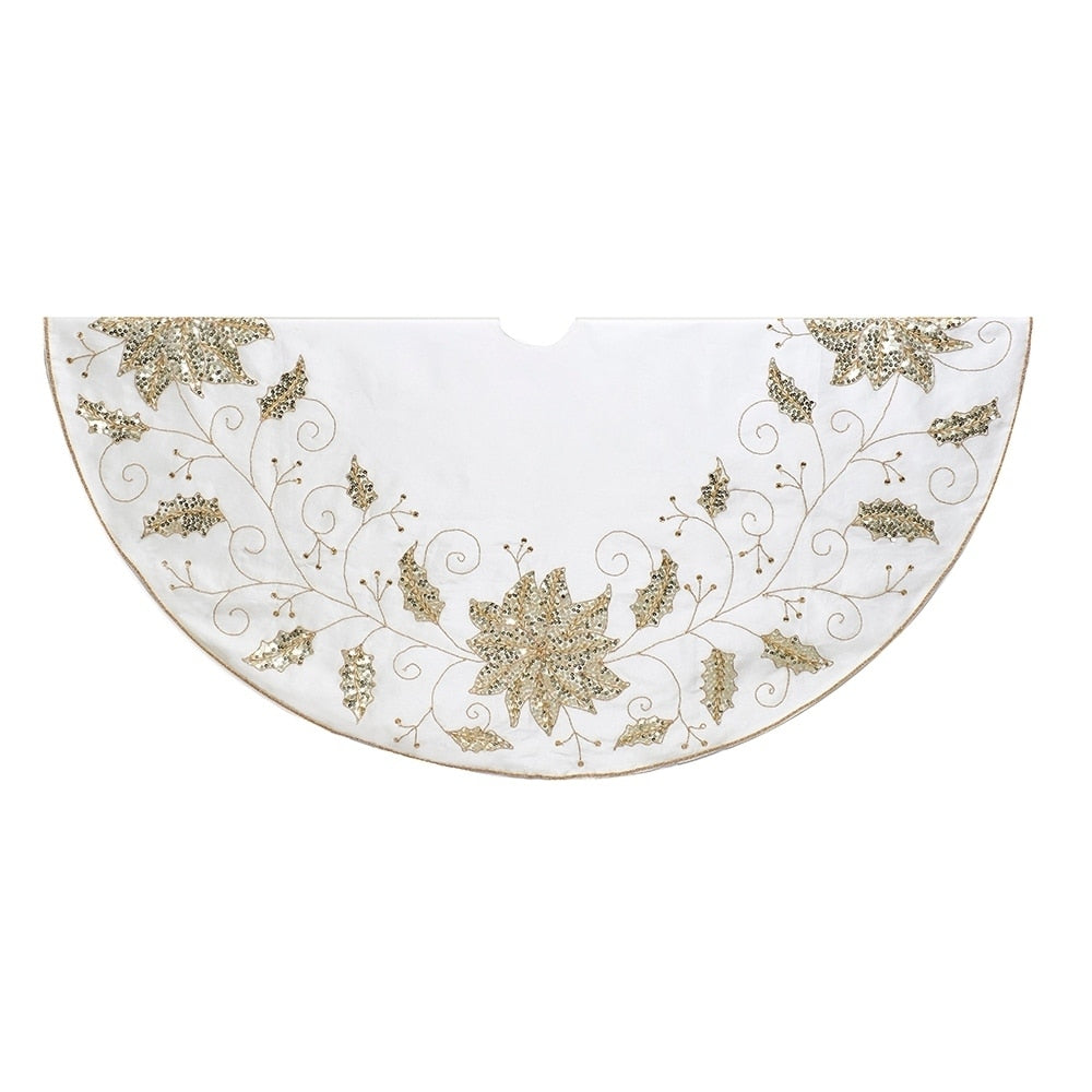 Kurt Adler 54 Inch Ivory Holly Tree Skirt