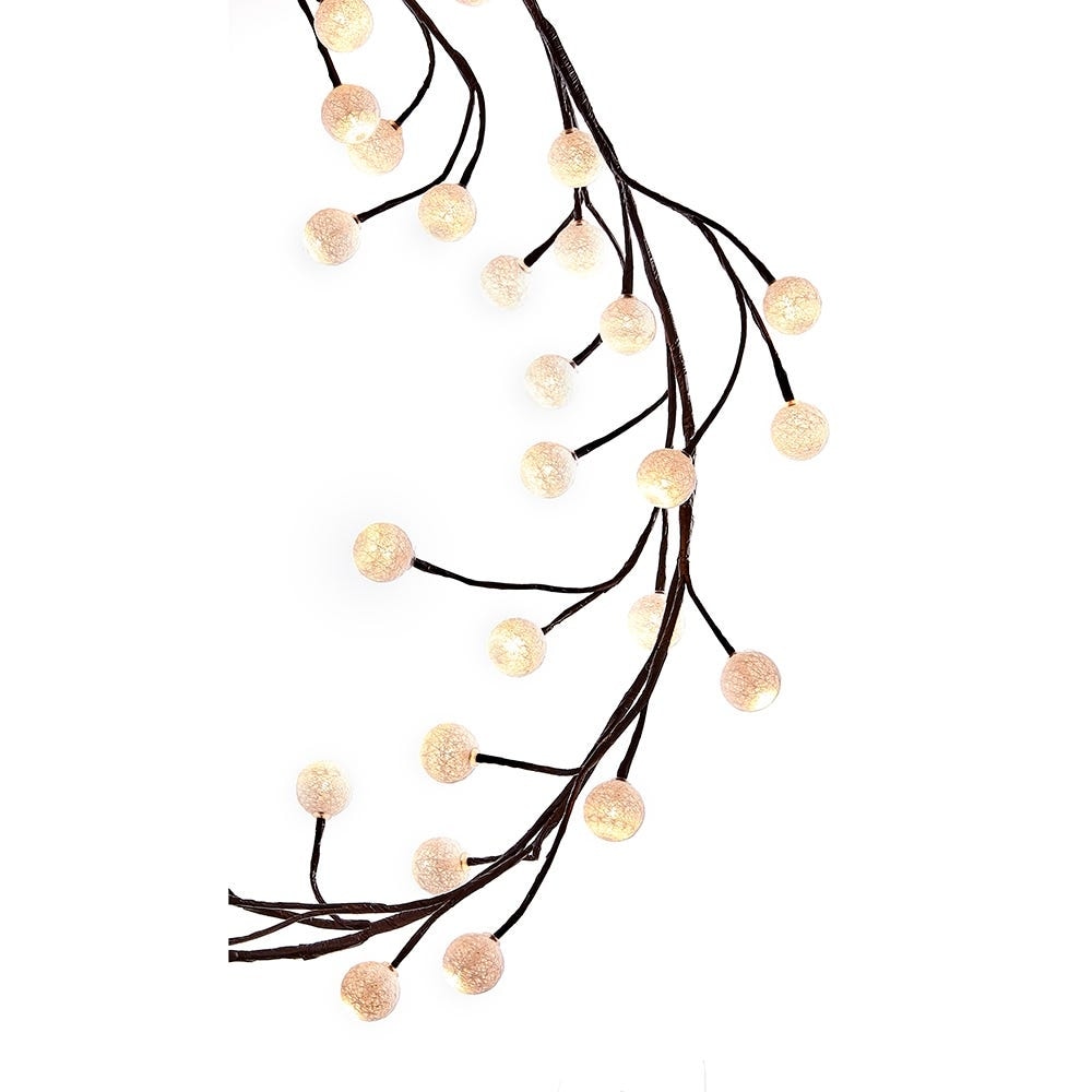Kurt Adler 6 Feet Brown Garland Warm White Cotton Ball 48 Light Led Brown White 6