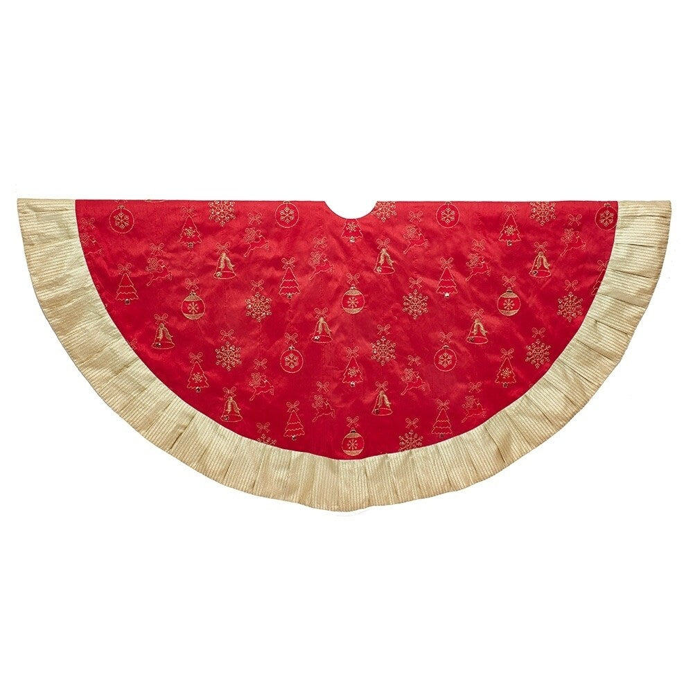 Kurt Adler 60 Inch Red And Gold Ornament Tree Skirt