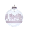Kurt Adler 80Mm Clear With White Tree Design Glass Ball Ornaments 6 Piece Box