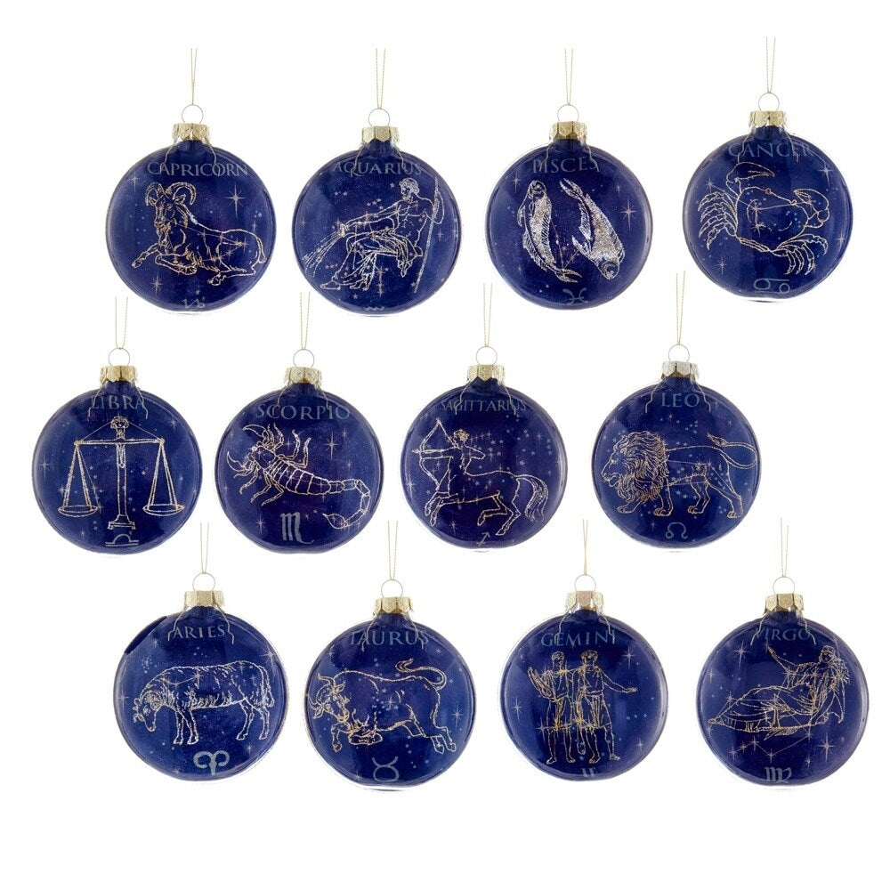 Kurt Adler 80Mm Glass Zodiac Ornaments Set Of 12