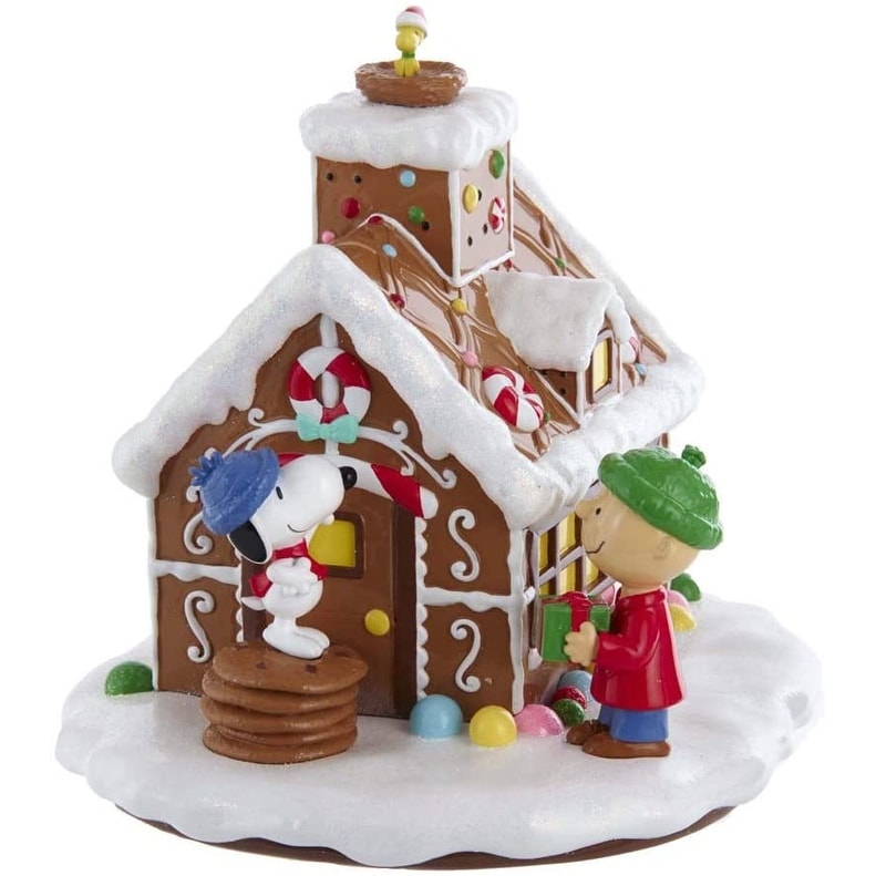 Kurt Adler Battery Operated Peanuts Led Gingerbread House Table Piece