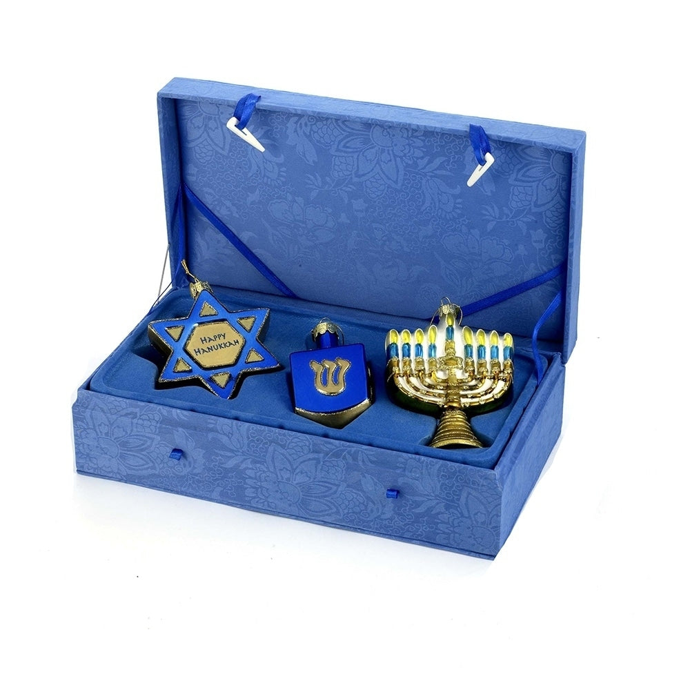 Kurt Adler Noble Gems Hanukkah Ornament 3 Piece Set