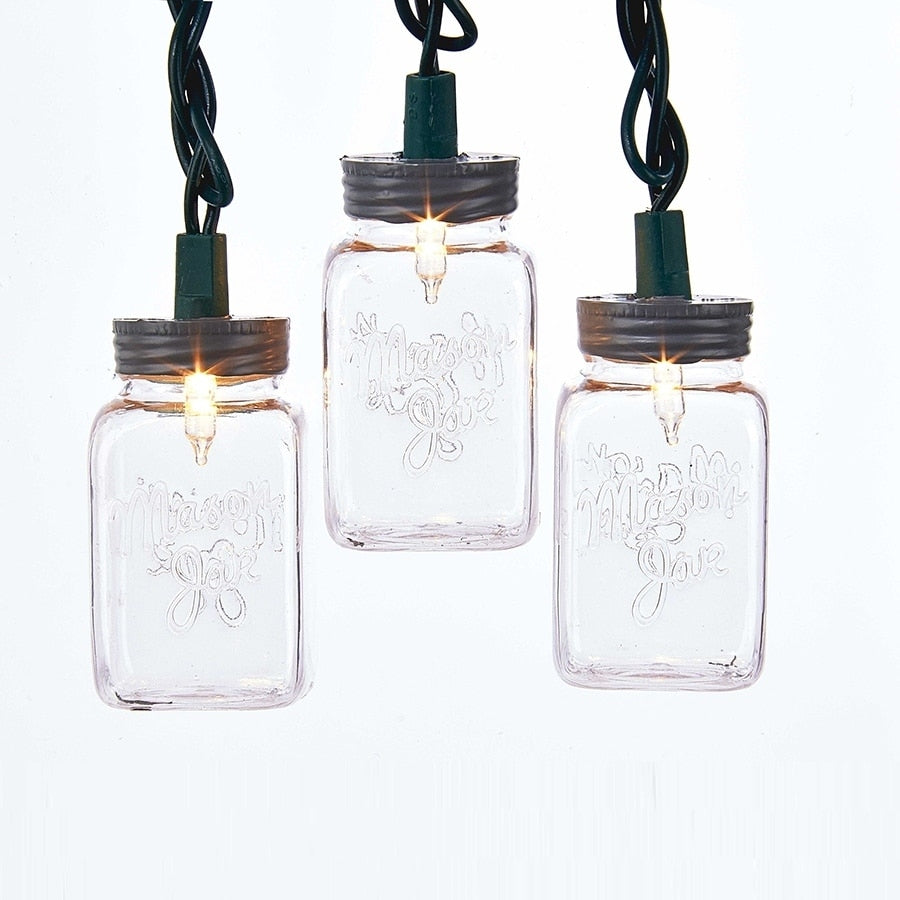 Kurt Adler Ul 10 Light Clear Mason Jar Light Set