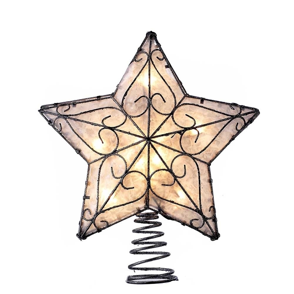 Kurt Adler Ul 10 Light Metal Trimmed Capiz Star Treetop