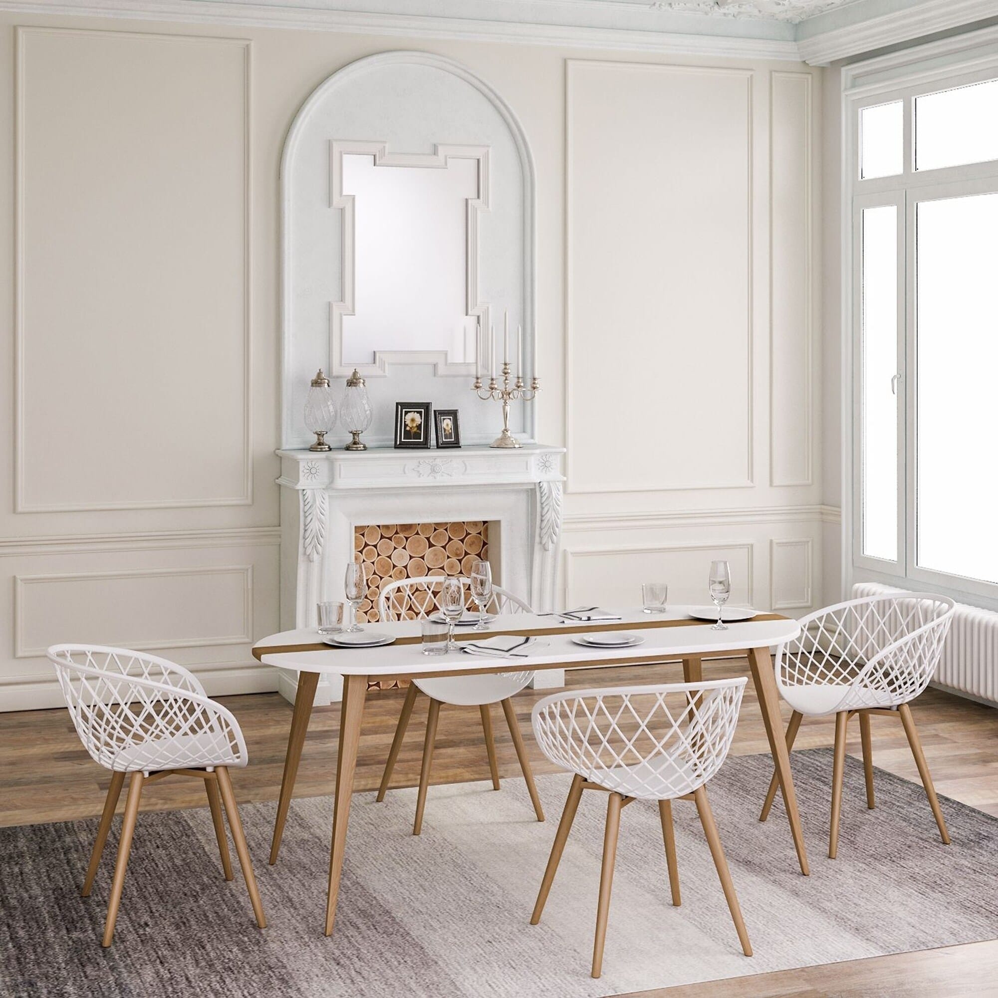 The Curated Nomad Stillwater 2 Piece Woven Accent Chair With Natural Wood Legs Set