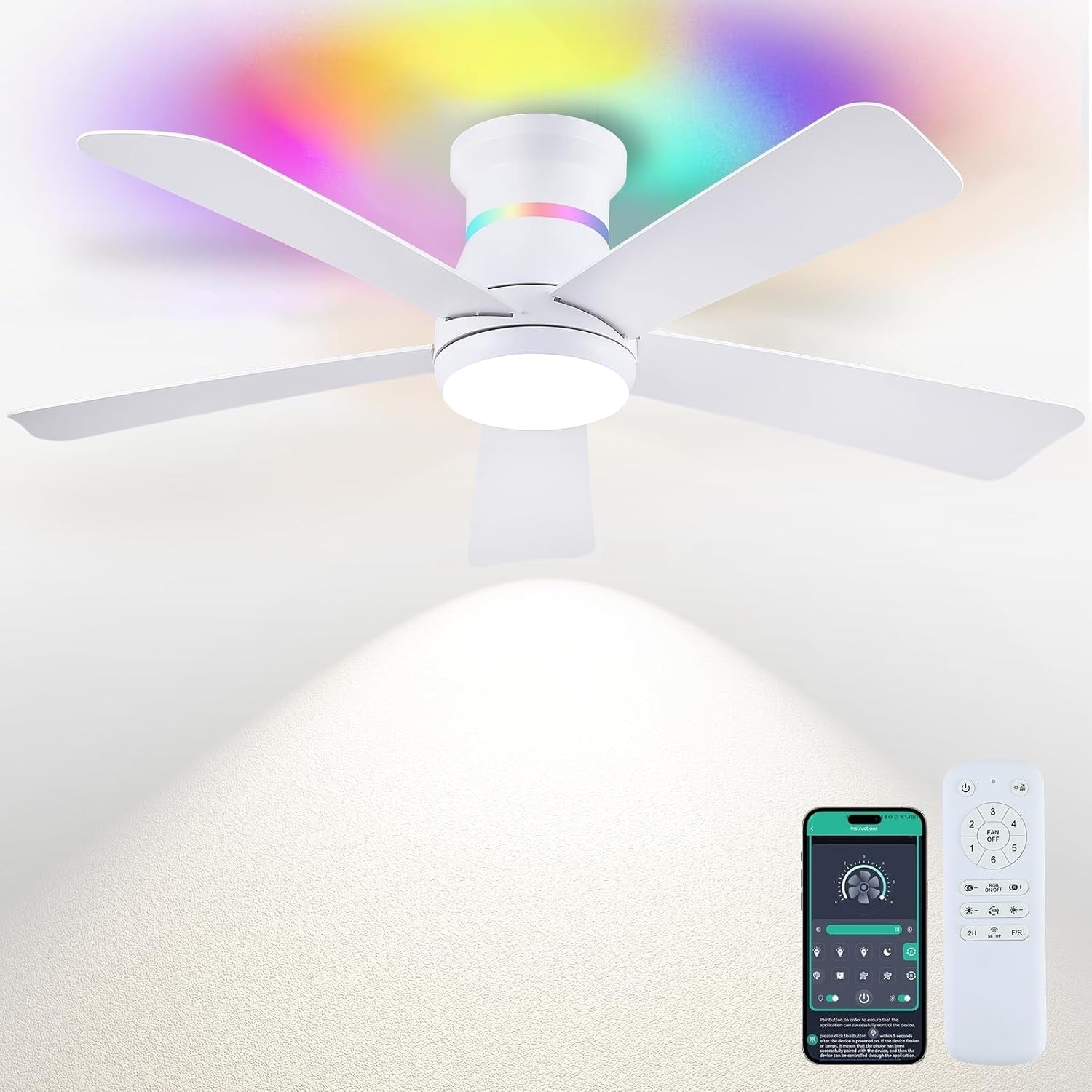 46 Inches Ceiling Fan With Light And Remote 46 Inches