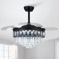 48 Crystal Fandelier Ceiling Fan With Light And Retractable Blades Led Dimmable For Bedroom Living Room 48 Inches