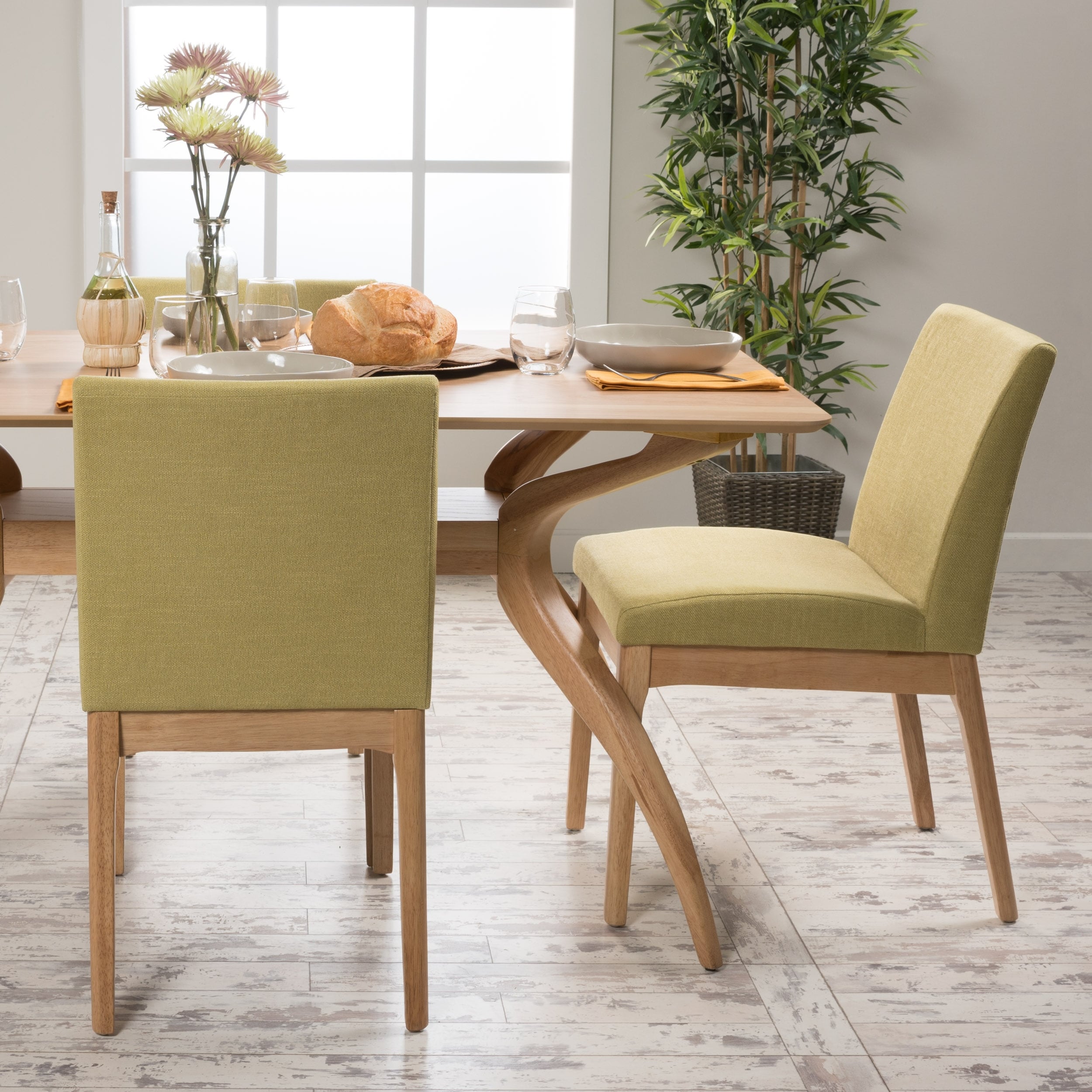 Kwame Mid Century Fabric Dining Chair By Christopher Knight Home Set Of 2