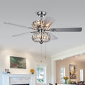 Kyana 6 Light Crystal 5 Blade 52 Inch Chrome Ceiling Fan Remote Optional