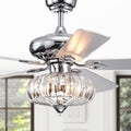 Kyana Debase 52 Inch 5 Blade Chrome Lighted Ceiling Fans With Crystal Bowl Shade Remote Controlled