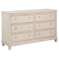 Kylie Wide Dresser With 6 Drawers Stepped Trim Washed Oak Wood