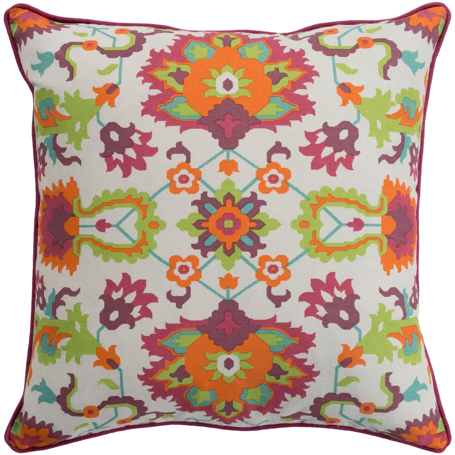 Kyna Floral Modern Bright Orange Feather Down Or Poly Filled Throw Pillow 20 Inch