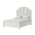 Kyna Queen Bed Louvered Style And Scalloped Edges Antique White Wood