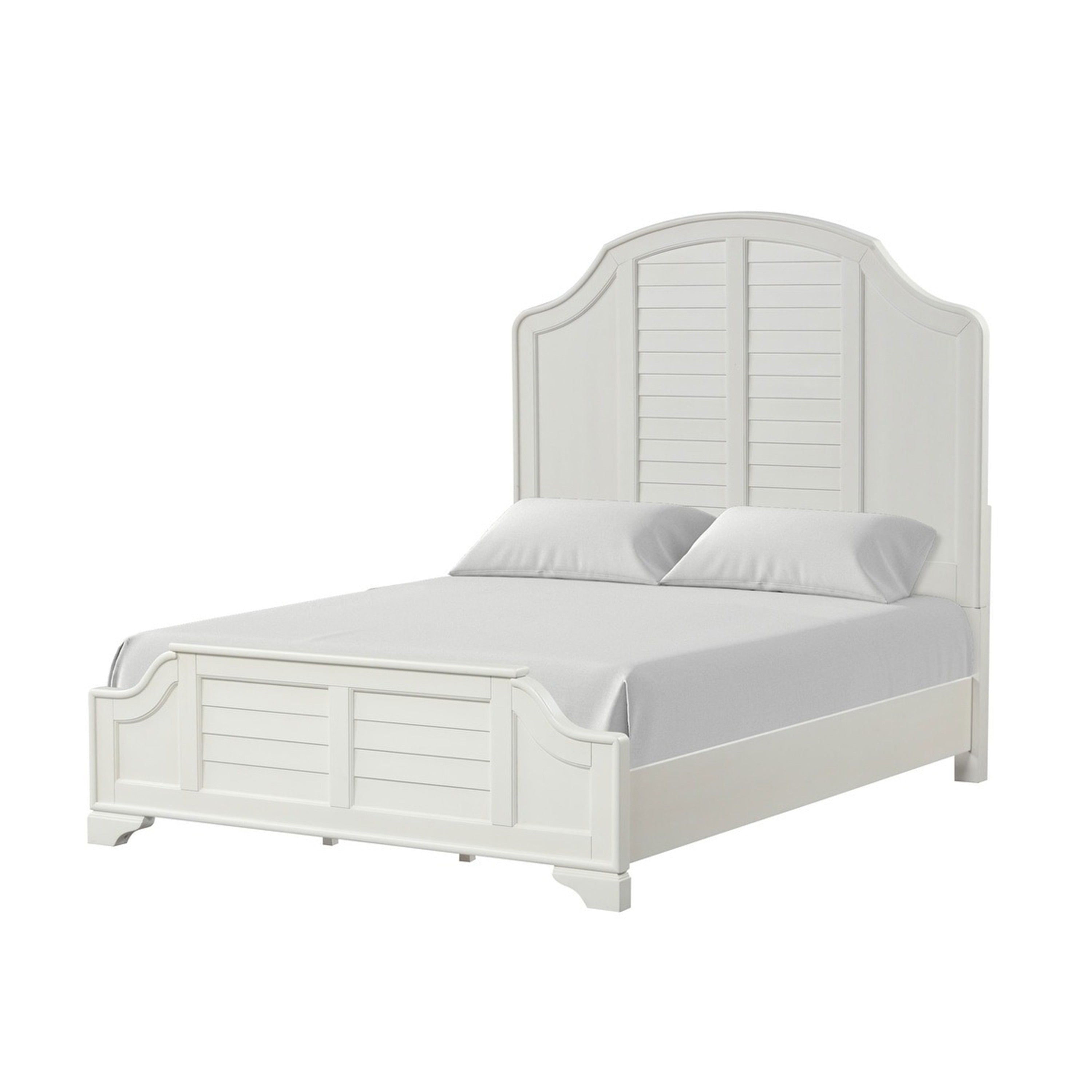 Kyna Queen Bed Louvered Style And Scalloped Edges Antique White Wood