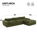 L Shape Sectional Sofa With Ottoman Chenille Sofa With Integrated Backrest Seat Cushion Fully Compressed Foam 4 Seat Sofa