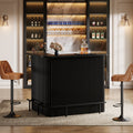 L Shaped Bar Table 4 Tier Home Bar Unit With Metal Footrest