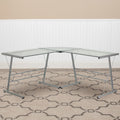 Lancaster Home Glass And Metal L Shape Modern Corner Desk
