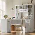 L Shaped Computer Desk With Storage Cabinets Drawers Shelves And Power Outlet Home Office Desk