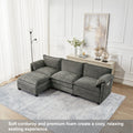 L Shaped Corduroy Sectional Sofa With Ottoman Lounge Sofa With Storage Armrest Cushions Modular Corner Deep Seat Sofa