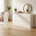 L Shaped Desk With 6 Drawer Dresser Extendable Adjustable Vanity Writing Table Handleless Storage Cabinet
