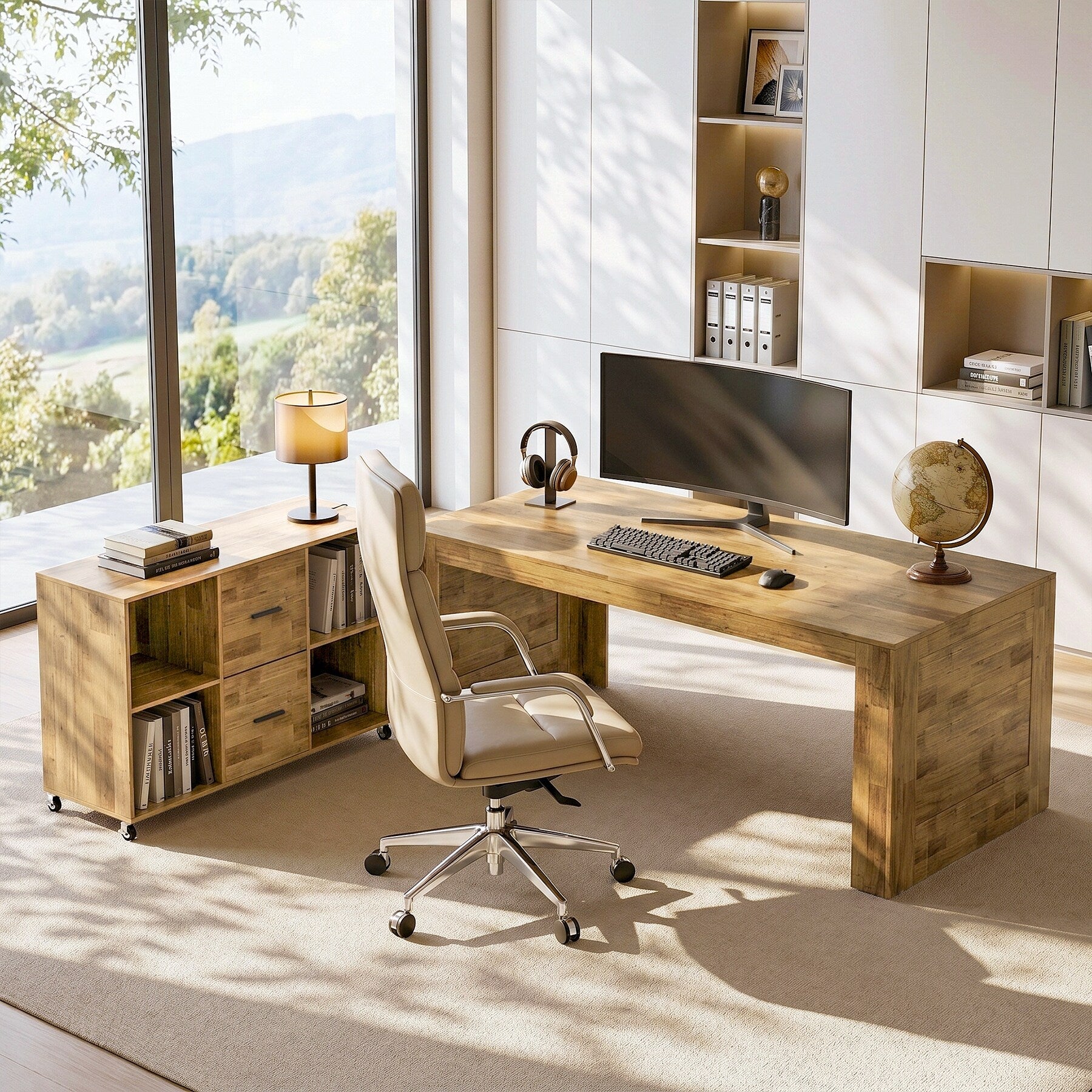 L Shaped Desk With Storage 63 Executive Office Desk