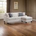 L Shaped Fabric Sectional With Reversible Chaise And Tapered Legs Cream