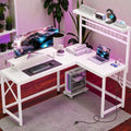 L Shaped Gaming Desk With Led Lights And Power Outlets Computer Desk With Monitor Stand And Cpu Shelf