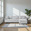 L Shaped Modular Corduroy Sofa With Free Moving Footrest Built In Usb Charging Ports 3 Seat Couch
