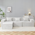 L Shaped Modular Sectional Sofa With Ottoman Striped Corduroy Deep Seat Cloud Couch Compressed 3 Seat Sofa For Home Apartment