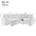L Shaped Modular Sectional Sofa With Pull Out Bed Chenille Convertible Sleeper Sofa Bed With Cup Holders Multiple Storage