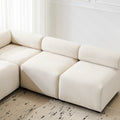 L Shaped Modular Sectional Sofa Chenille Upholstered Round Back 4 Seat Sofa High Resilience Soam Corner Sofa