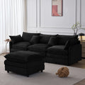 L Shaped Modular Sectional Sofa Comfy Chenille Deep Seat Cloud Sofa Upholstered 3 Seat Sofa With Removable Ottoman