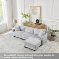 L Shaped Modular Sectional Sofa Vertical Corduroy Upholstered Sofa With Dual Charging Ports Comfy 3 Seat Sofa With Ottoman