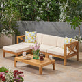 L Shaped Sofa Set Balcony Conversation Set With Ottoman Comfortable Sectional Sofa Couch With Side Table