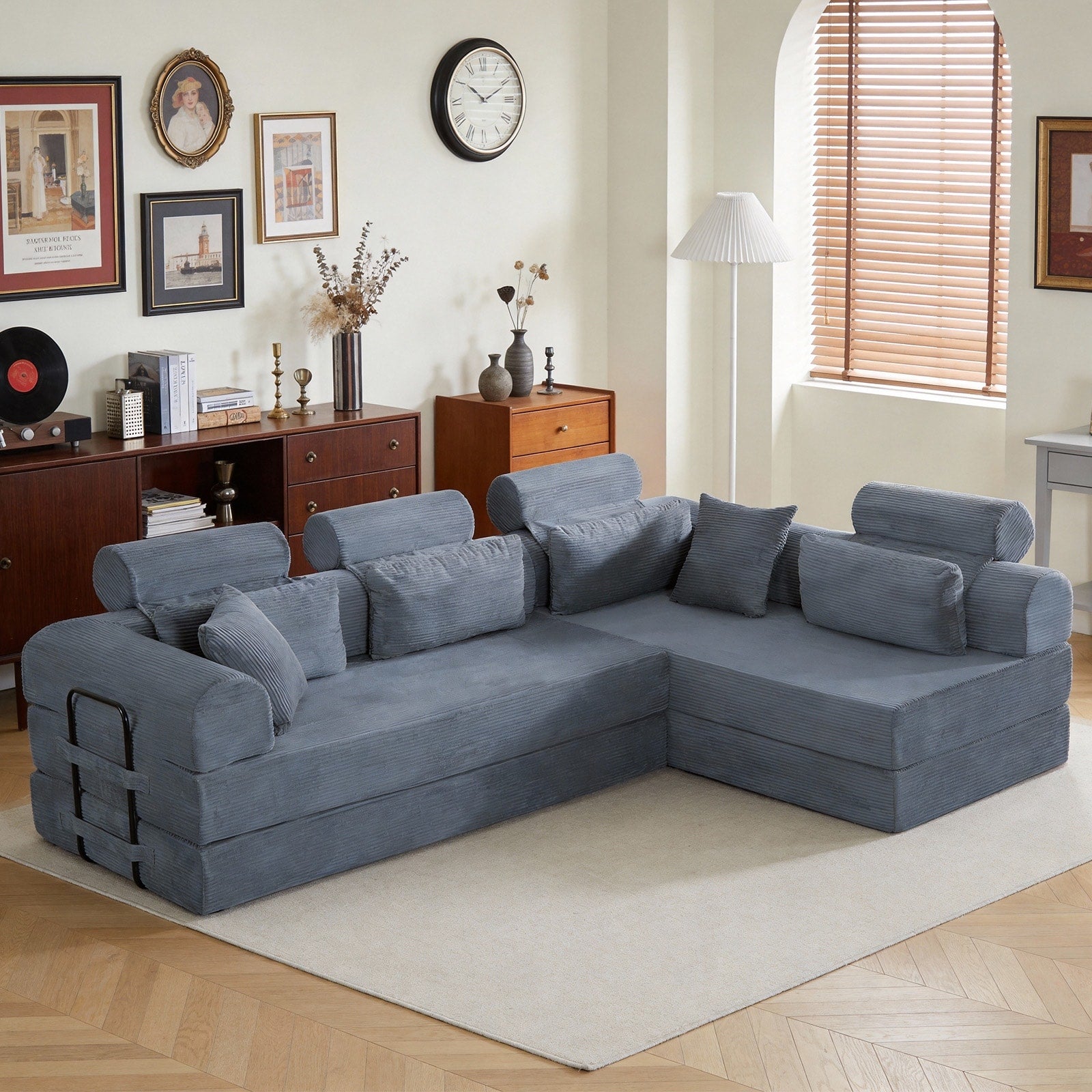 L Shape Modular Sectional Sofa Compressed Sectional Sofa Corduroy Couch Unfold Into A Bed Comfy Compressed Sofa Couch