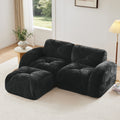 L Shaped Boneless Sofa Soft Velvet Fabric Tufted Design 32D High Density Sponge No Assembly Required