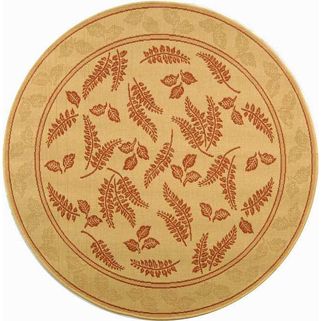 Safavieh Ferns Natural Terracotta Indoor Outdoor Rug 53 Round
