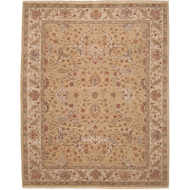 Nourison Hand Knotted Ancestry Light Gold Wool Rug 79 X 99 79 X 99